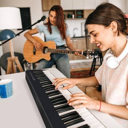 88-Key Foldable Digital Piano with MIDI &amp; Wireless BT &amp; Bag-Black