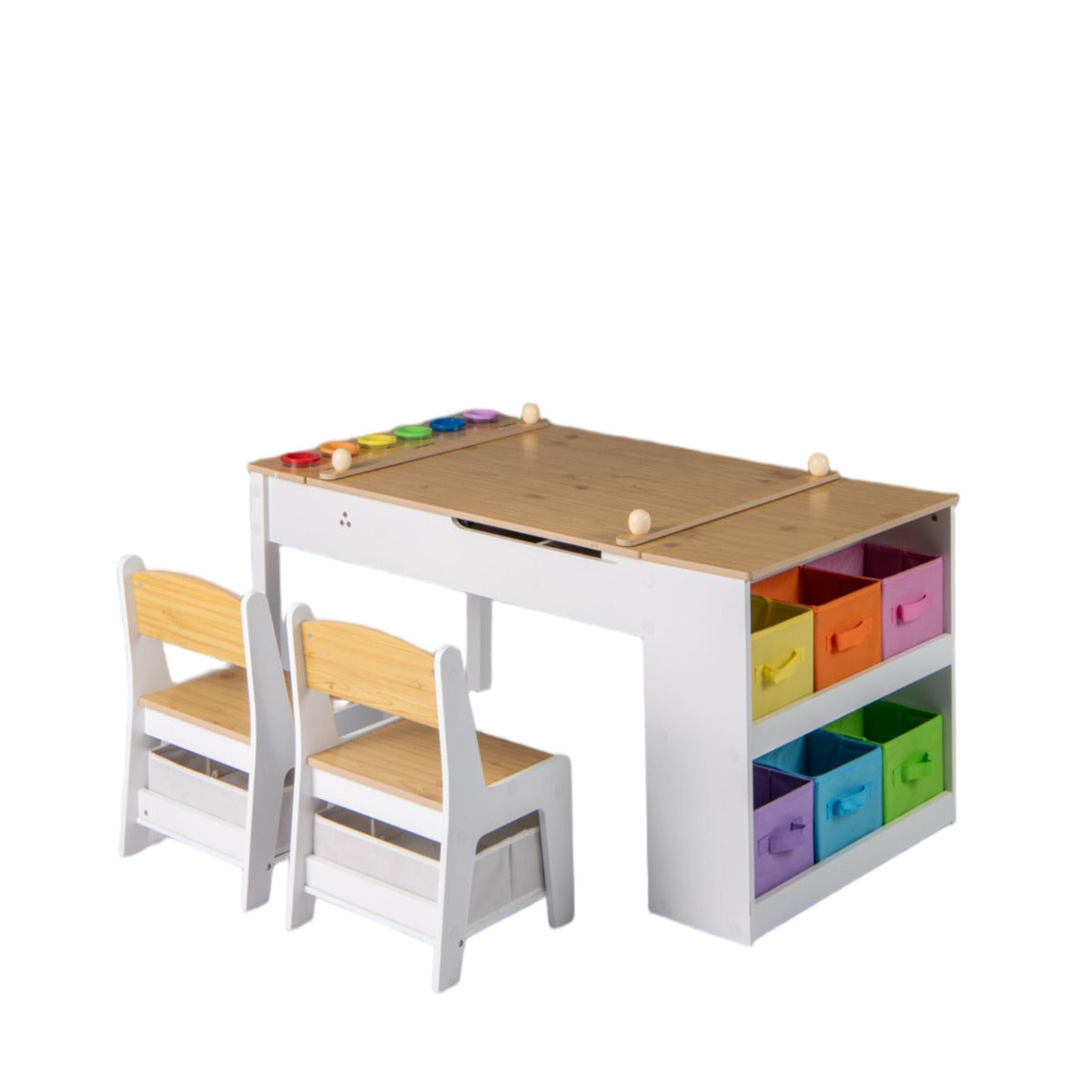 Multi-functional Kids Art Easel Table and Chair Set for Playroom Nursery-Natural