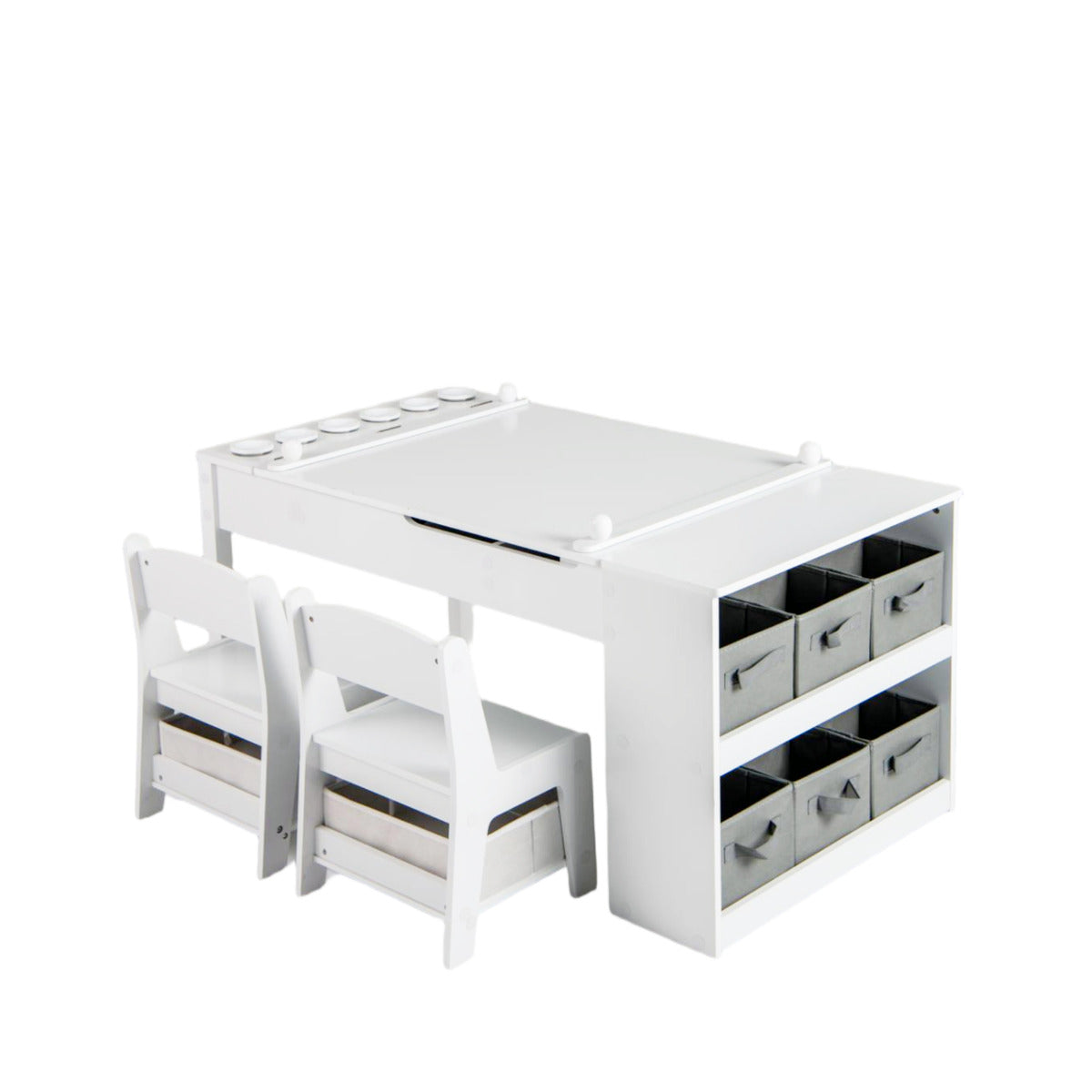 Multi-functional Kids Art Easel Table and Chair Set for Playroom Nursery-White
