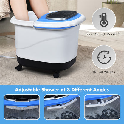 Multifunctional Electric Foot Baths Machine with Motorized Shiatsu Massage Balls-Blue