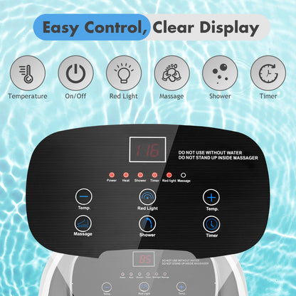 Multifunctional Electric Foot Baths Machine with Motorized Shiatsu Massage Balls-Grey