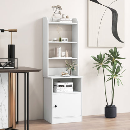Multifunctional End Side Table with 6-Level Adjustable Shelves for Bedroom-White