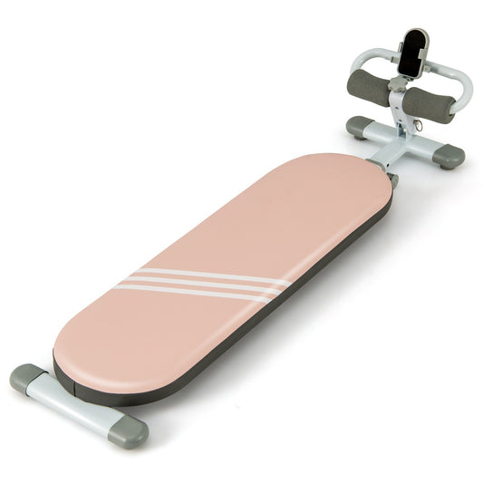 Costway Multifunctional Sit Up Bench with 3 Gear Adjustable Angles and Adjustable Length-Pink