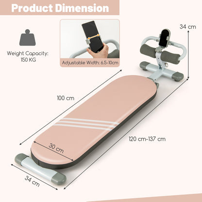 Costway Multifunctional Sit Up Bench with 3 Gear Adjustable Angles and Adjustable Length-Pink