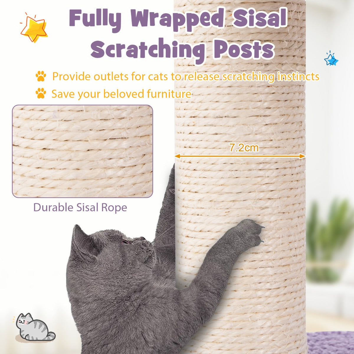 Purplish Pink Multi-Level Cat Tree with Platforms, Condo & Sisal Posts