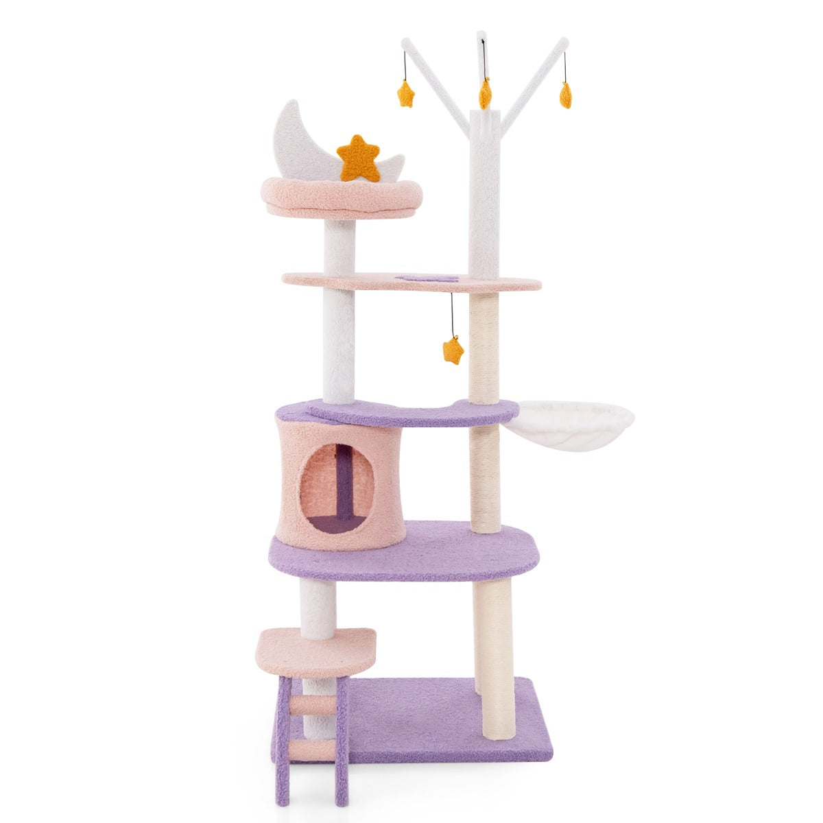 Costway 158CM Multi-level Cat Tree with Ladder and Sisal Covered Scratching Posts