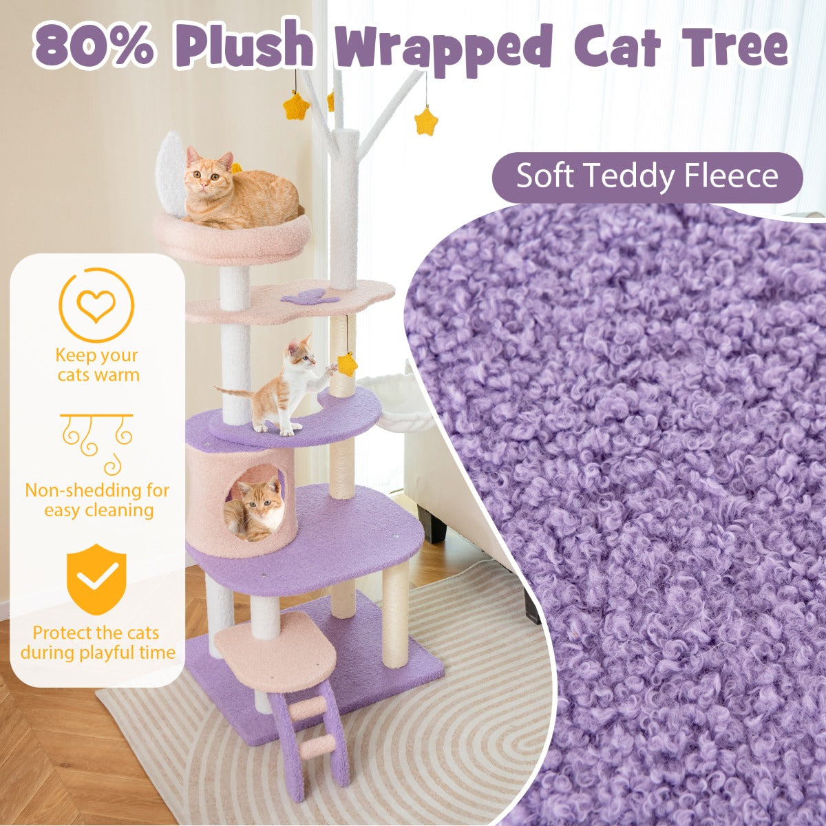 Costway 158CM Multi-level Cat Tree with Ladder and Sisal Covered Scratching Posts