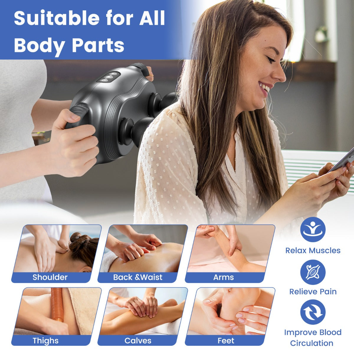 Massage Gun Deep Tissue Multipurpose Electric Massager-Black