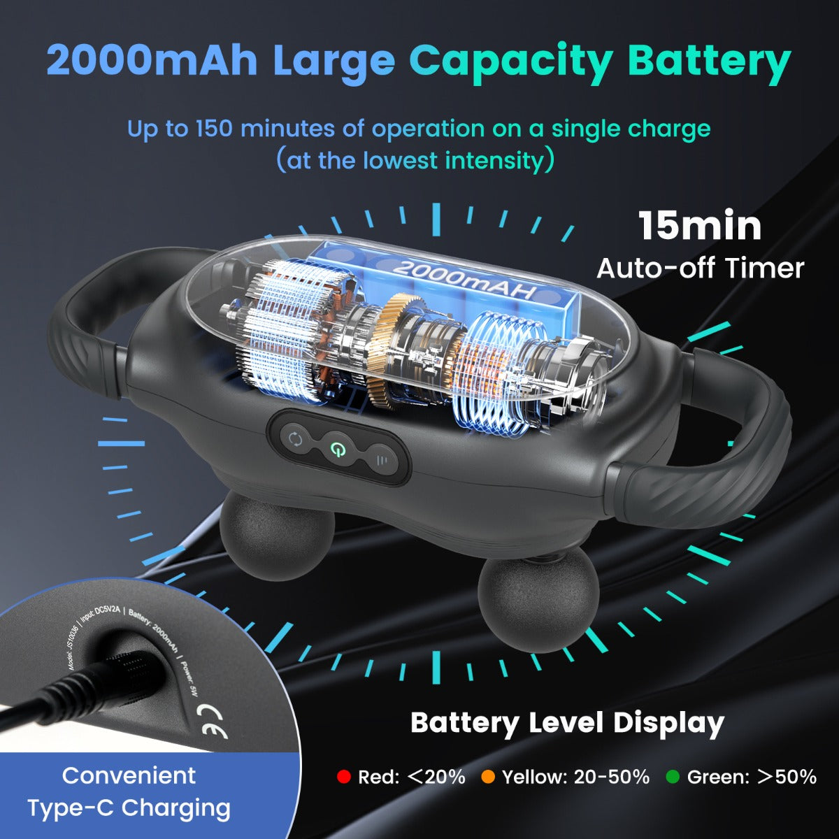 Massage Gun Deep Tissue Multipurpose Electric Massager-Black