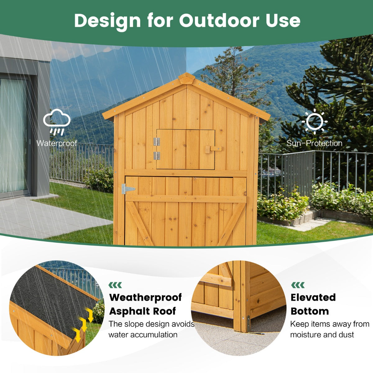 Outdoor Storage Cabinet with Lockable Doors for Garden