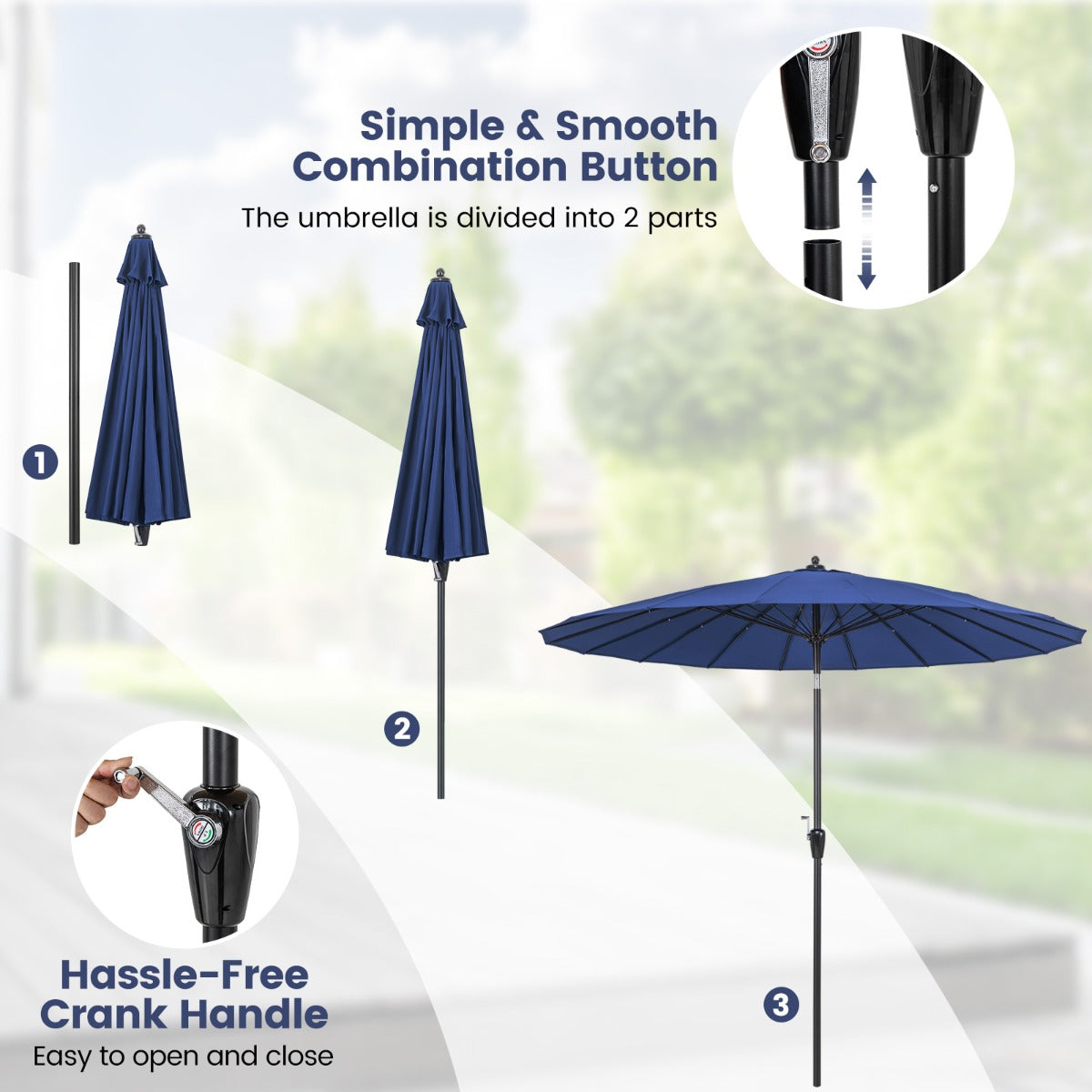 Weighted umbrella base is recommended for enhanced wind protection and safer outdoor use