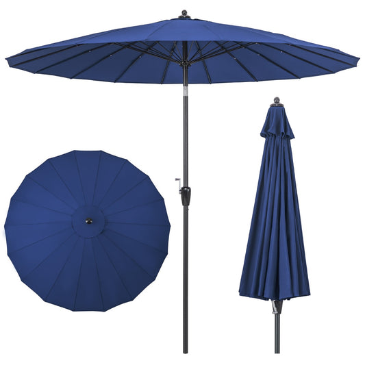 Costway Outdoor Umbrella with 18 Fiberglass Ribs for Backyard-Navy