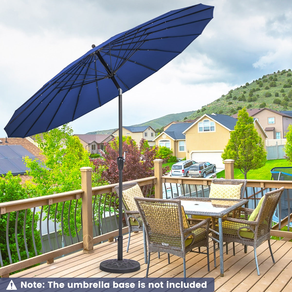 Adjustable tilt mechanism lets you angle the canopy to block sunlight throughout the day