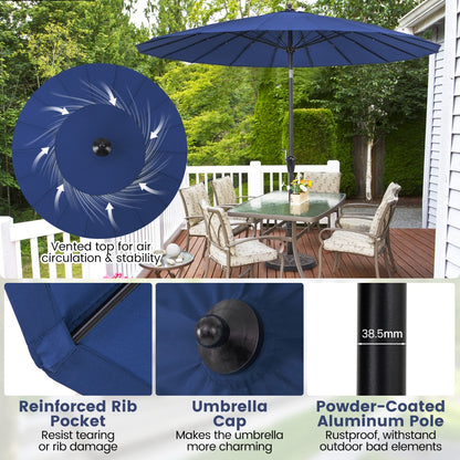 Costway Outdoor Umbrella with 18 Fiberglass Ribs for Backyard-Navy