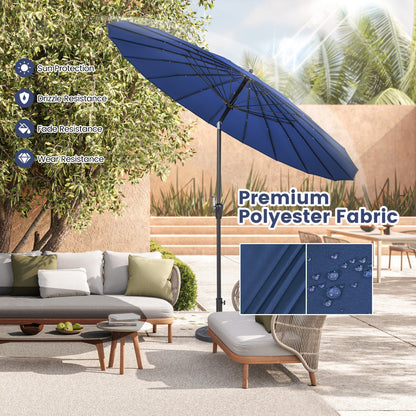 Costway Outdoor Umbrella with 18 Fiberglass Ribs for Backyard-Navy