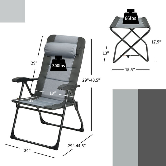 Reclining Oxford cloth dining chair with seven adjustable positions for outdoor comfort