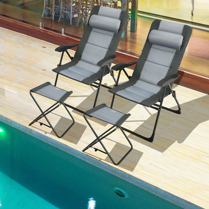 Foldable outdoor dining chair includes a carry handle for convenient travel and storage