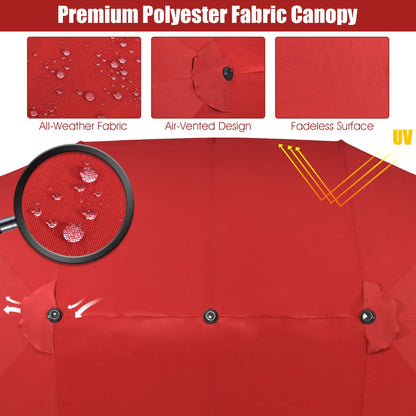 Large patio twin umbrella suits backyards, gardens, outdoor markets, fairgrounds, and pool areas