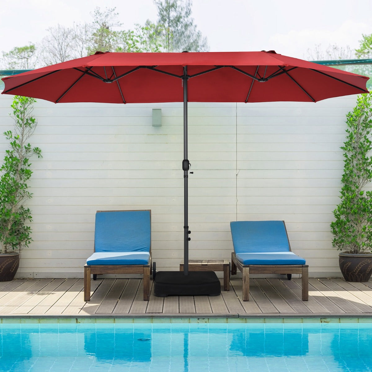 Included cross base and two sandbags provide added stability without buying a separate umbrella base