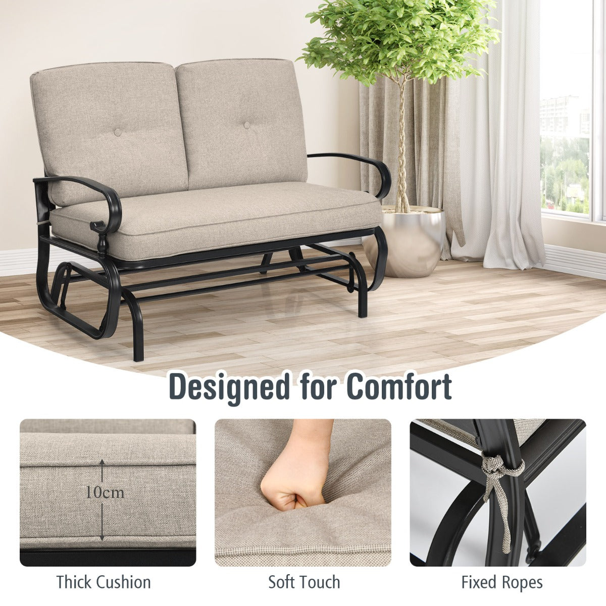 Quiet advanced gliding mechanism creates a gentle and relaxing motion without distracting noise