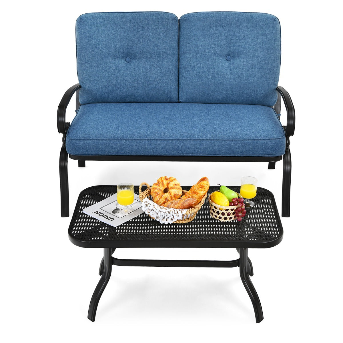 Patio conversation set suits gardens, porches, balconies, poolside areas, offices, and living rooms