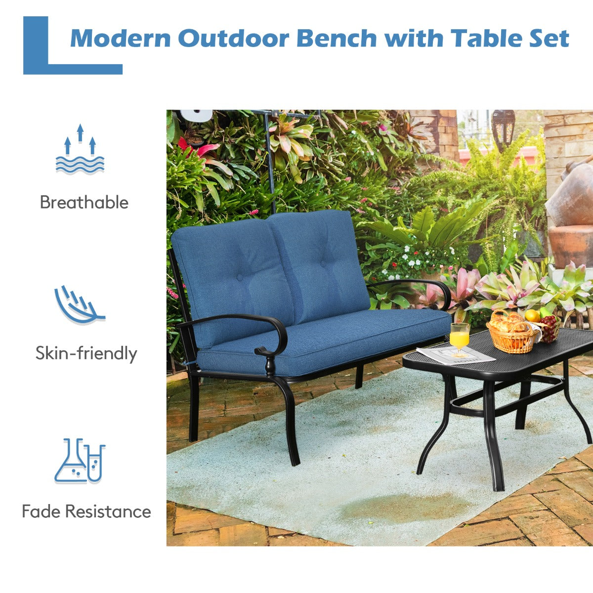 High-back loveseat with ergonomic armrests supports the body during long conversations and leisure time