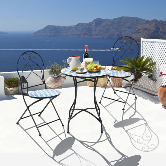 Costway 3-Piece Floral Bistro Set with Round Table and 2 Folding Chairs