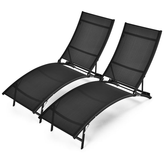 Costway 2 Pieces Patio Folding Chaise Lounge Chair Recliner for Outdoor