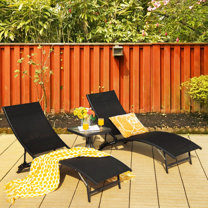 Costway 2 Pieces Patio Folding Chaise Lounge Chair Recliner for Outdoor