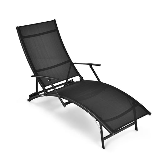 Costway Foldable Chaise Lounge Chairs with 5-level Adjustable Backrest for Backyard