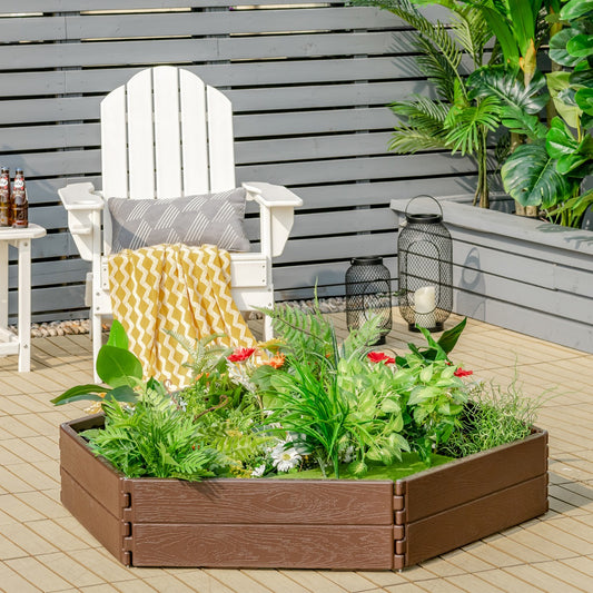 Costway HDPE Raised Garden Bed with 2 Configurations of Rectangular and Hexagon