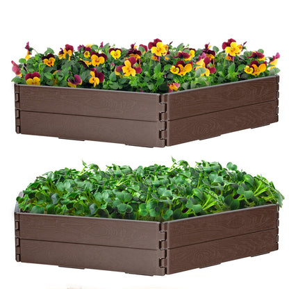 Costway HDPE Raised Garden Bed with 2 Configurations of Rectangular and Hexagon