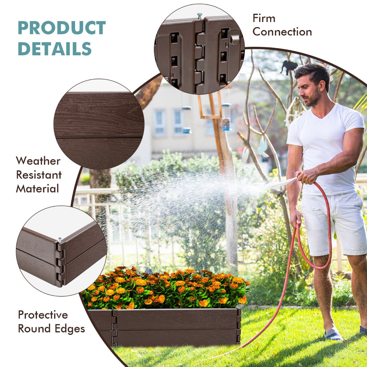 Weather-resistant HDPE garden planter provides a safe and durable home for vegetables, flowers, herbs, and fruit