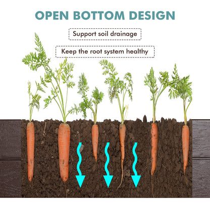 Connectable garden bed panels allow multiple units to form custom planting areas and unique configurations
