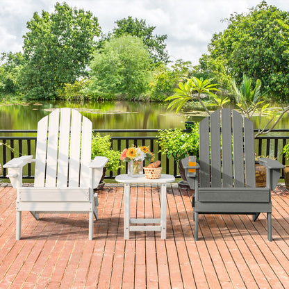 Costway Folding Adirondack Chair with Cup Holder for Outdoor-Grey