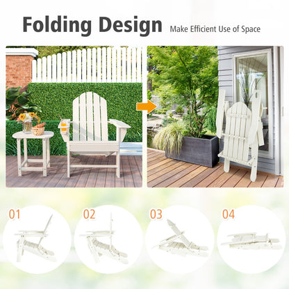 Folding Adirondack Chair with Cup Holder for Outdoor-White-2 pieces