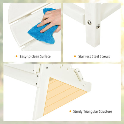 Folding Adirondack Chair with Cup Holder for Outdoor-White-2 pieces