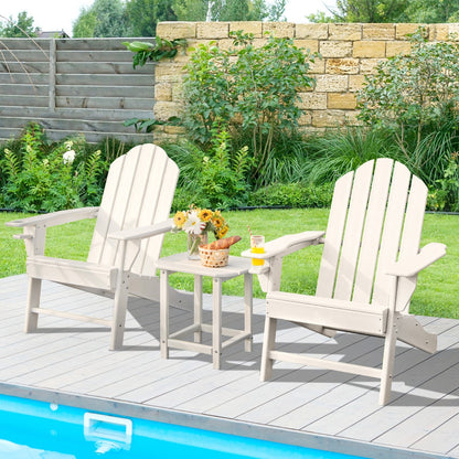 Folding Adirondack Chair with Cup Holder for Outdoor-White-2 pieces