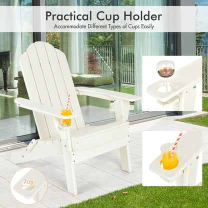 Costway Folding Adirondack Chair with Cup Holder for Outdoor-white