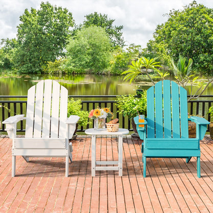Costway Folding Adirondack Chair with Cup Holder for Outdoor-white