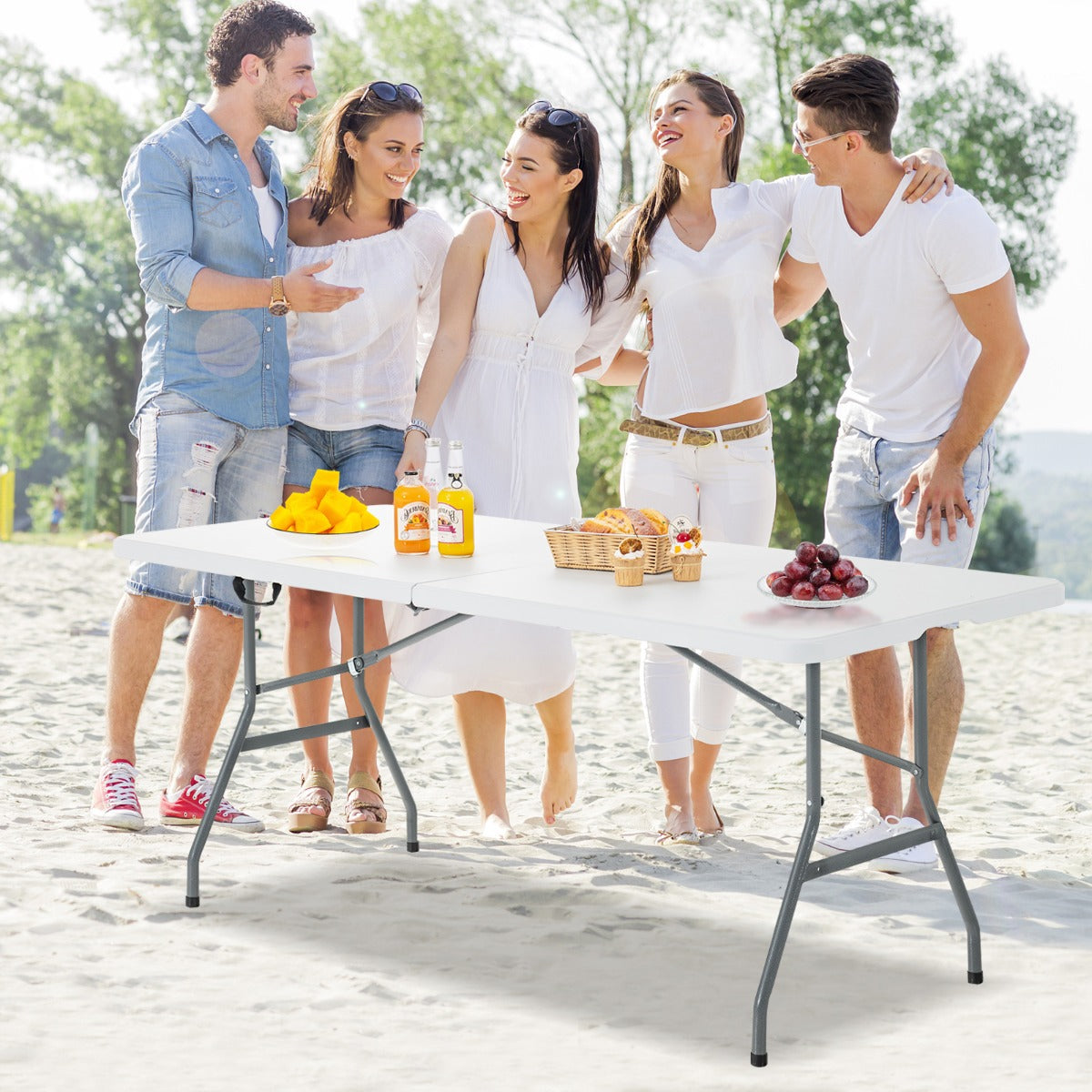 Costway 180cm Portable Folding Camping Table with 150kg Load Capacity