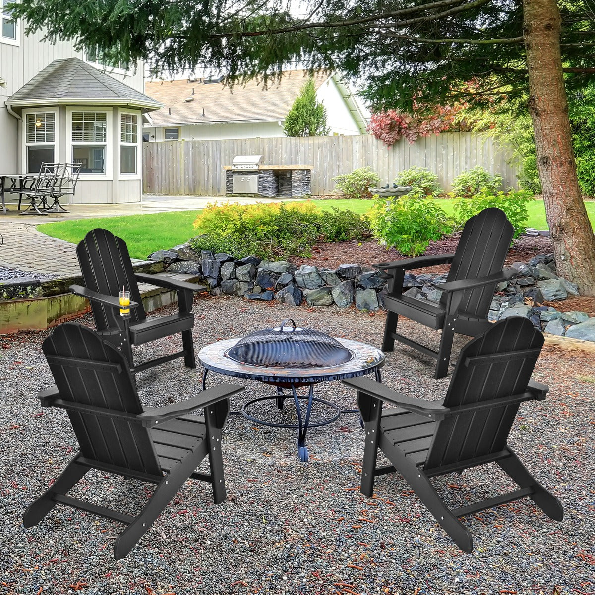 All-Weather Adirondack Chair with Cup Holder for Patio