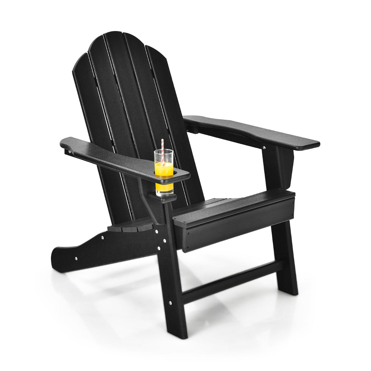 All-Weather Adirondack Chair with Cup Holder for Patio