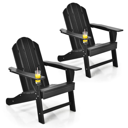 All-Weather Adirondack Chair with Cup Holder for Patio