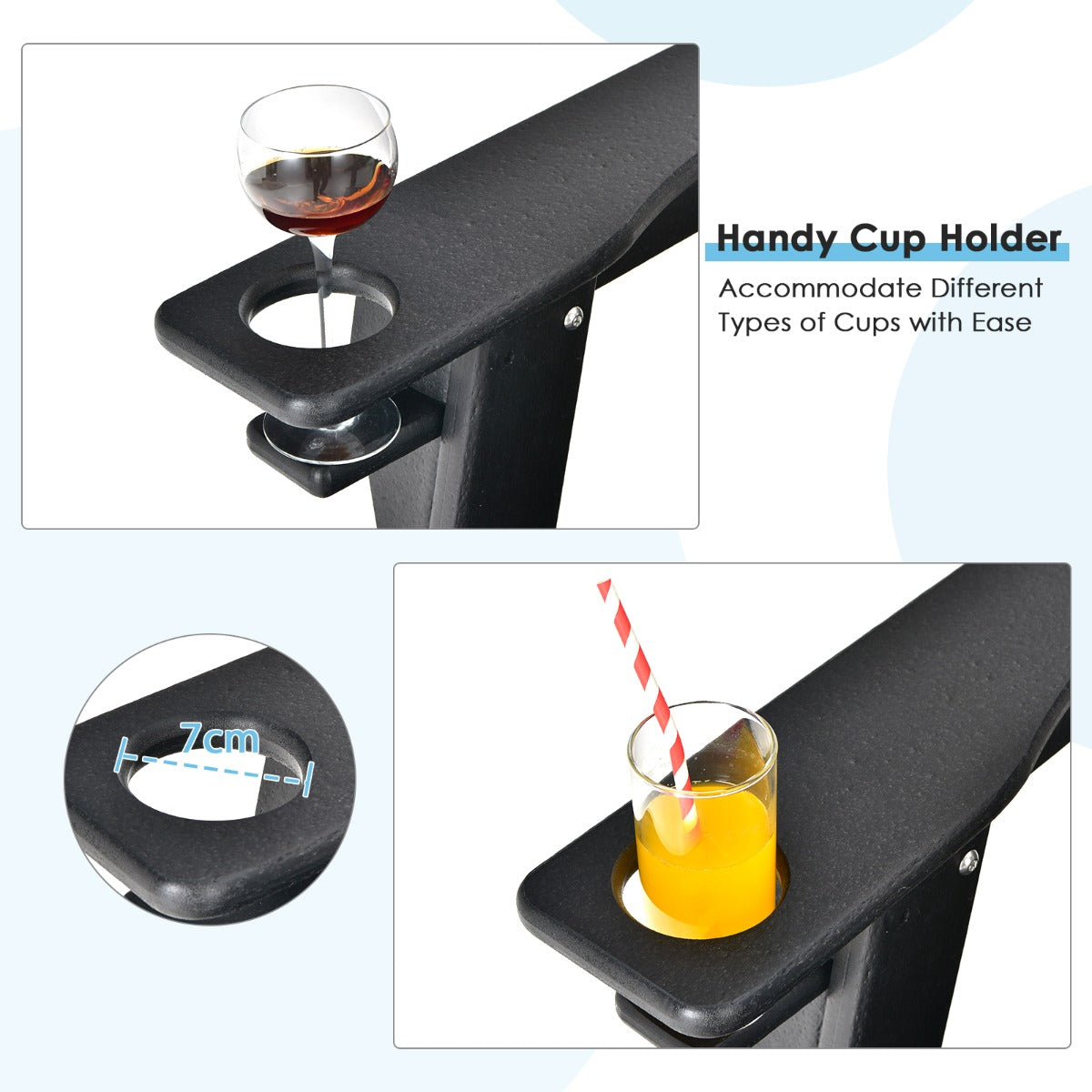 All-Weather Adirondack Chair with Cup Holder for Patio