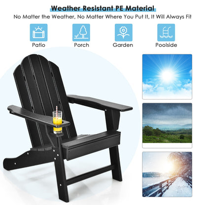 All-Weather Adirondack Chair with Cup Holder for Patio