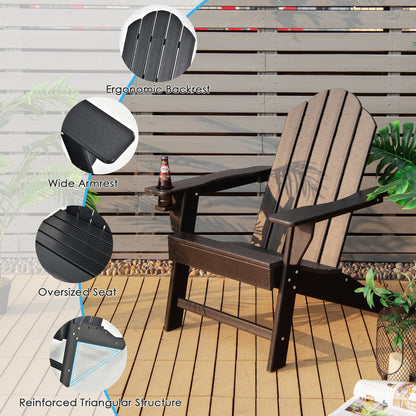 All-Weather Adirondack Chair with Cup Holder for Patio