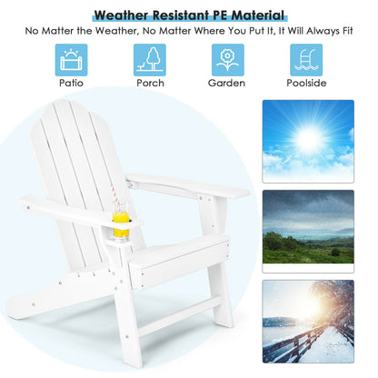 Costway Ergonomic Outdoor Patio Sun Lounger with Built-in Cup Holder-White