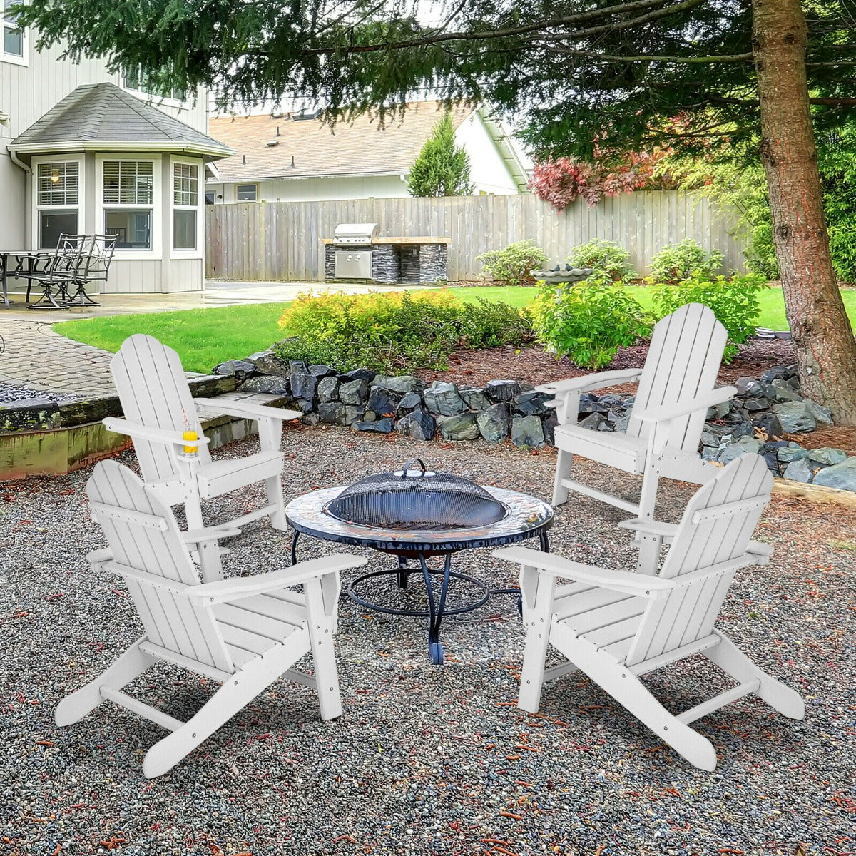 Costway Ergonomic Outdoor Patio Sun Lounger with Built-in Cup Holder-White