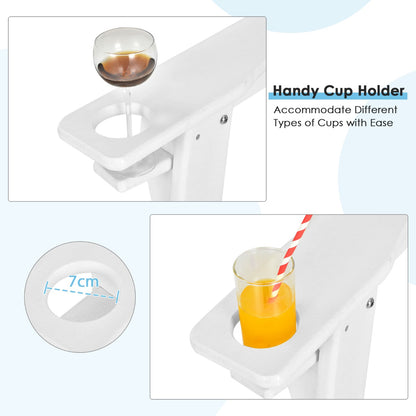 Costway Ergonomic Outdoor Patio Sun Lounger with Built-in Cup Holder-White